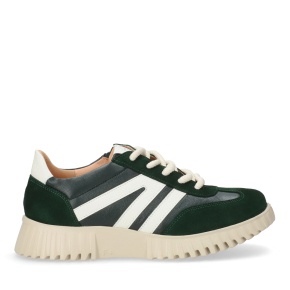 Zielone welurowe buty sportowe z zamkiem 1193 Bioeco by Arka