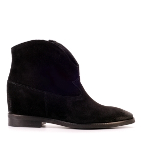 Black suede wedge boots