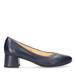 Navy blue leather pumps