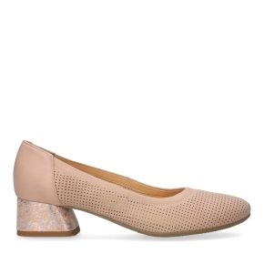 Beige Leather Perforated Pumps 6062 Bioeco by Arka