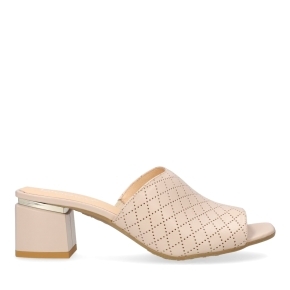 Beige leather slippers