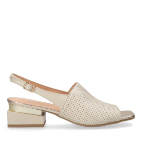 Beżowe skórzane sandały z matrycą 4091 Bioeco by Arka