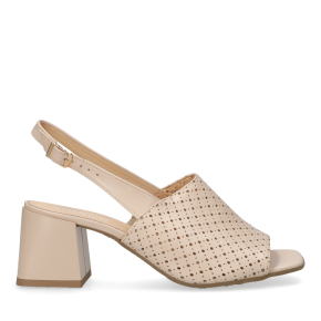 Beżowe skórzane matrycowane sandały 4152 Bioeco by Arka