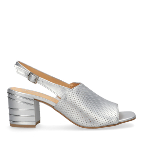 Srebrne skórzane matrycowane sandały 4168 Bioeco by Arka
