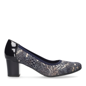 Navy blue leather pumps 5175 Bioeco by Arka