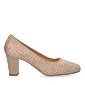 Beige perforated leather pumps Bioeco by Arka 5264.