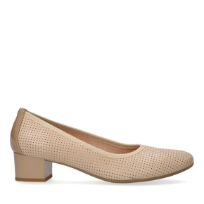 Beige Perforated Leather Pumps 5636 Bioeco by Arka