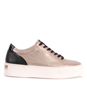 Leather beige and black sports shoes