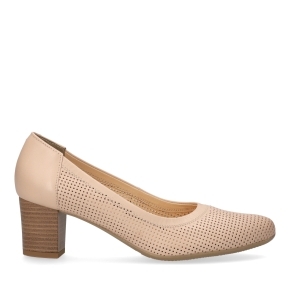 Beige Leather Perforated Pumps 6068 Bioeco by Arka