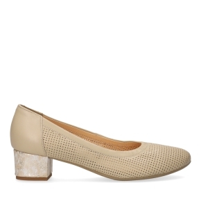 Beige leather pumps 6072 Bioeco by Arka