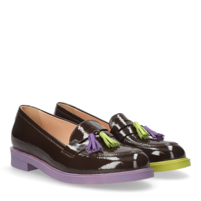 Czekoladowe skórzane mokasyny na dwukolorowych spodach 6146 Bioeco by Arka