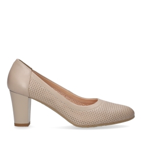 Beige Perforated Leather Pumps 6334 Bioeco by Arka