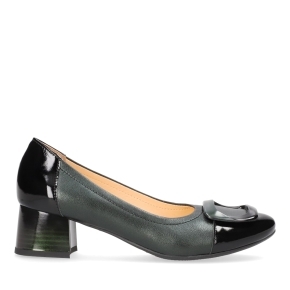 Green leather pumps
