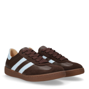 Brązowo-niebieskie skórzane buty sportowe 6815 Bioeco by Arka