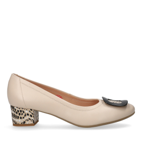 Beżowe skórzane czółenka 6816 Bioeco by Arka