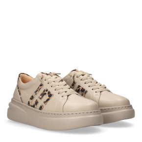 Beżowe skórzane sneakersy 6898 Bioeco by Arka