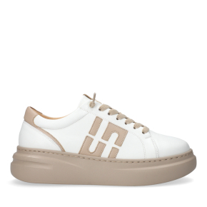 Biało-beżowe skórzane sneakersy 6898 Bioeco by Arka