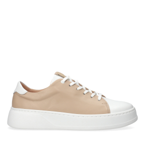 Beżowe skórzane buty sportowe 6904 Bioeco by Arka