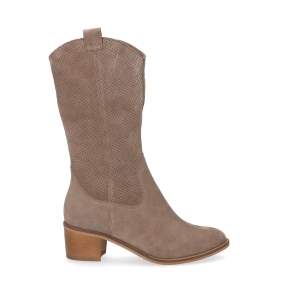 Beige suede ankle boots