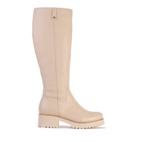 Beige leather boots