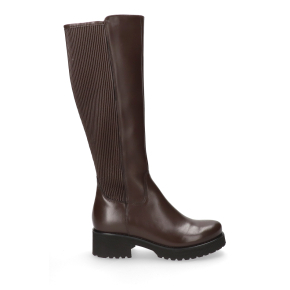 Czekoladowe skórzane kozaki ze streczem 7647 Bioeco by Arka
