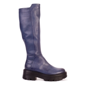 Navy blue leather boots