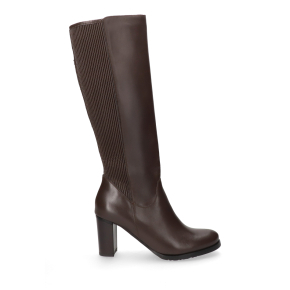 Brązowe skórzane kozaki ze streczem 7791 Bioeco by Arka