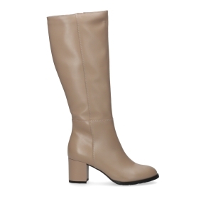 Beige leather boots