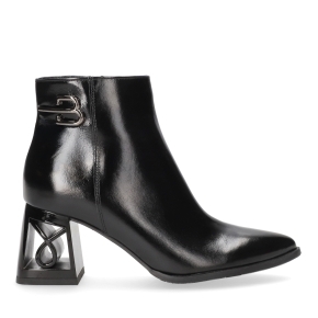 Black patent ankle boots