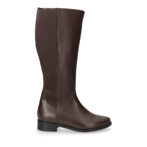 Brązowe skórzane kozaki ze streczem szersza cholewa 7928 Bioeco by Arka