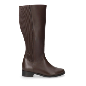 Brązowe skórzane kozaki ze streczem szersza cholewa 7928 Bioeco by Arka