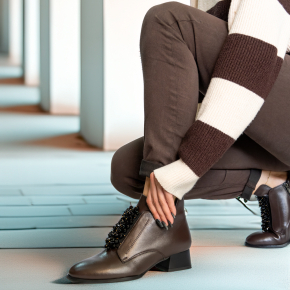 Brązowe skórzane botki 7965 Bioeco by Arka