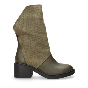 Skórzane botki w kolorze khaki 7991 Bioeco by Arka