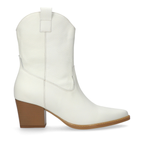 Śmietankowe skórzane kowbojki na podszewce 8023 Bioeco by Arka