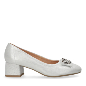 Srebrne skórzane czółenka 6759 Bioeco by Arka