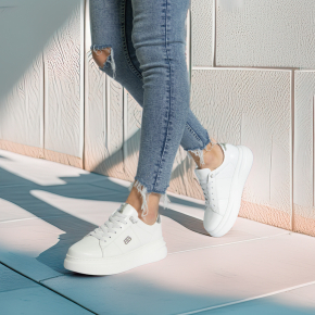 Białe skórzane sneakersy 6899 Bioeco by Arka