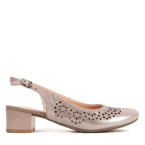 Beige leather sandals with a laser